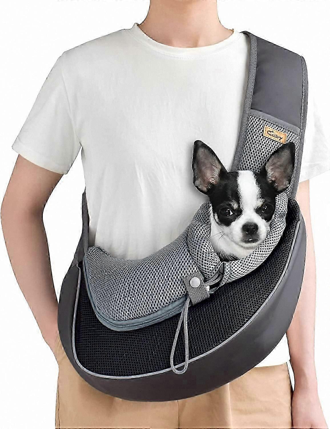 Small Dog and Cat Sling Carrier with Drawstring, Zipper, and Security Hook Features