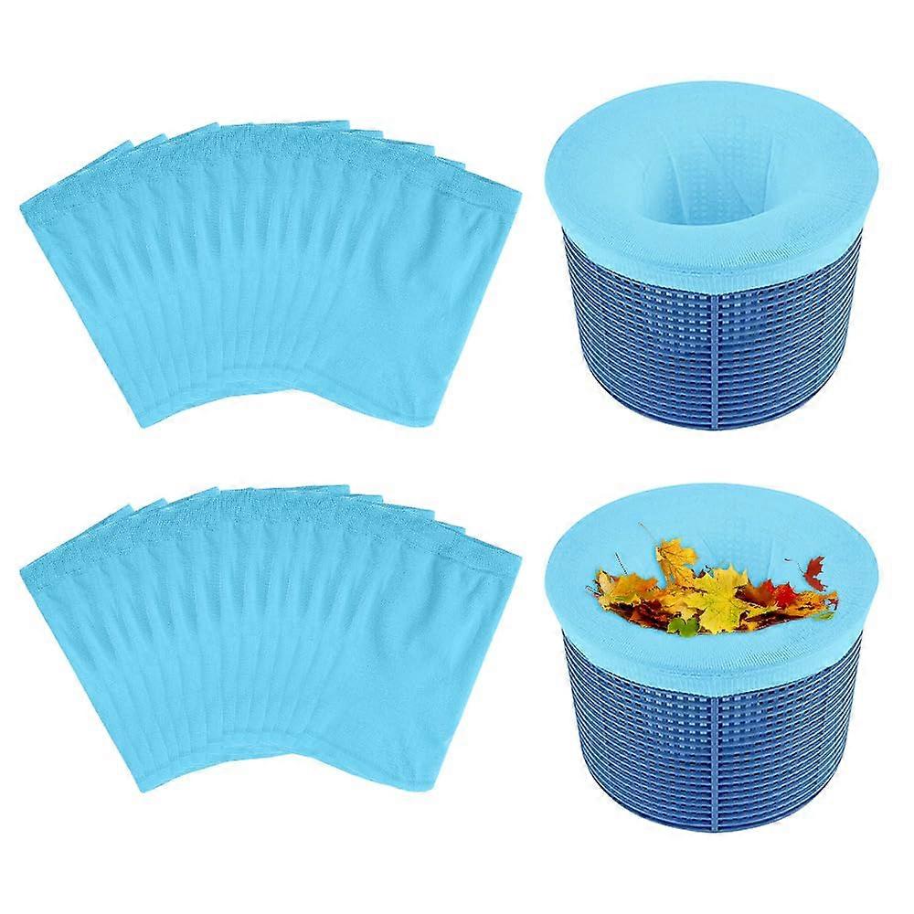 30Pack Pool Skimmer Socks, Reusable for Surface Skimmer, Removes Leaves, Blue