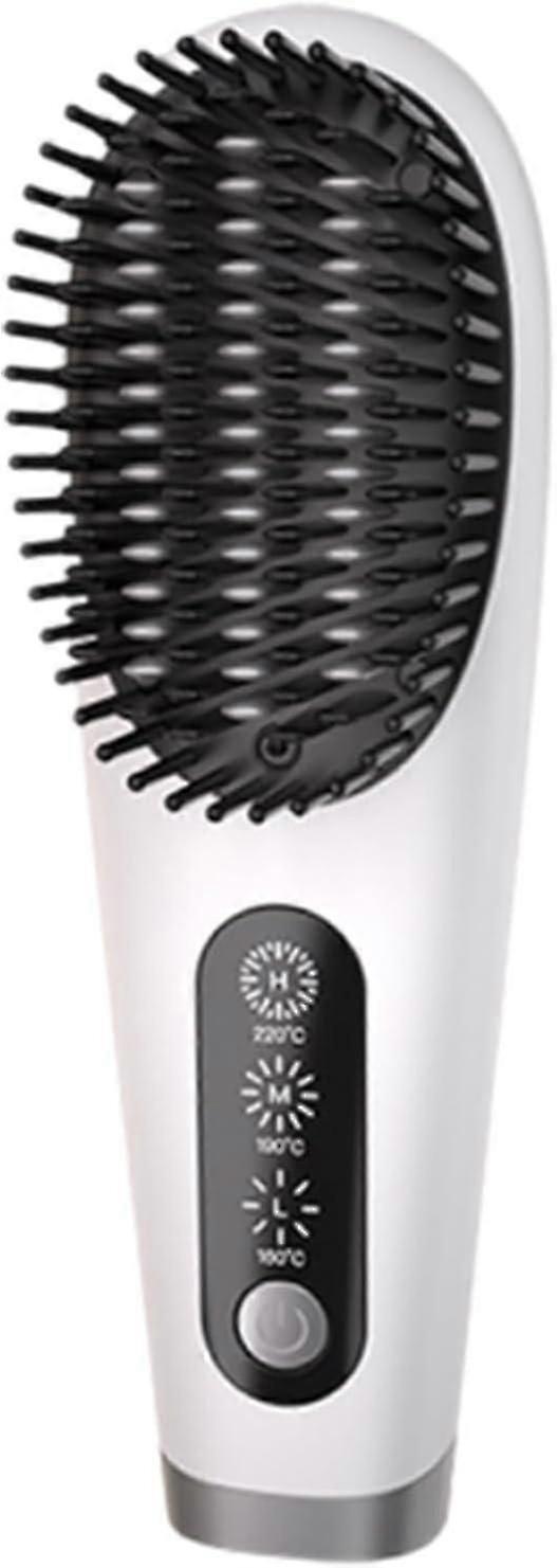 コードレスストレートヘアアイロンブラシ、旅行用ポータブルミニストレートブラシ、女性用マイナスイオンホットコームストレートヘアアイロン、3200 mAh USB Recharg
