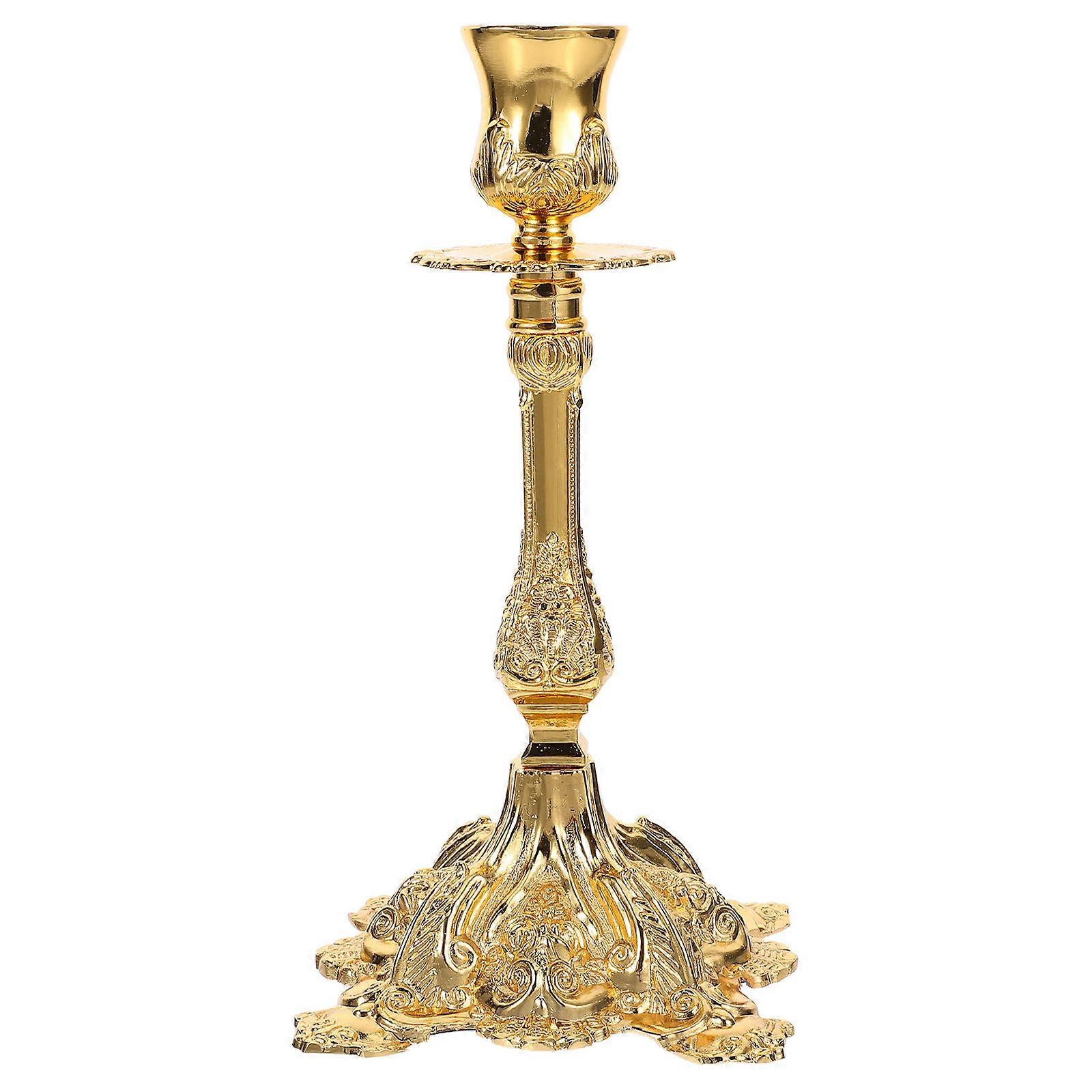 Golden Zinc Alloy Candle Holder for Storage Use with Resistance and Vintage Style 6.5 Inches