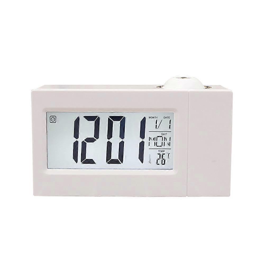 Modern Table Clock Projection Alarm with 12/24 Hour Display For General Users White Color 1Set