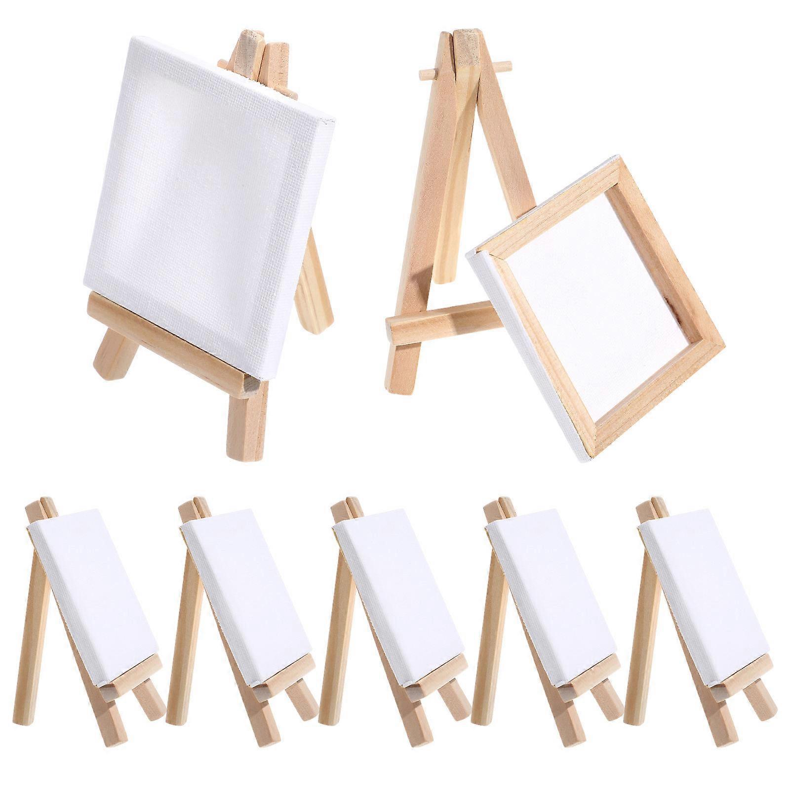 Painting Canvases For Kids Mini Painting Canvas Art Creation Home Decoration Assorted Color Wooden Easel Stands 12Sets