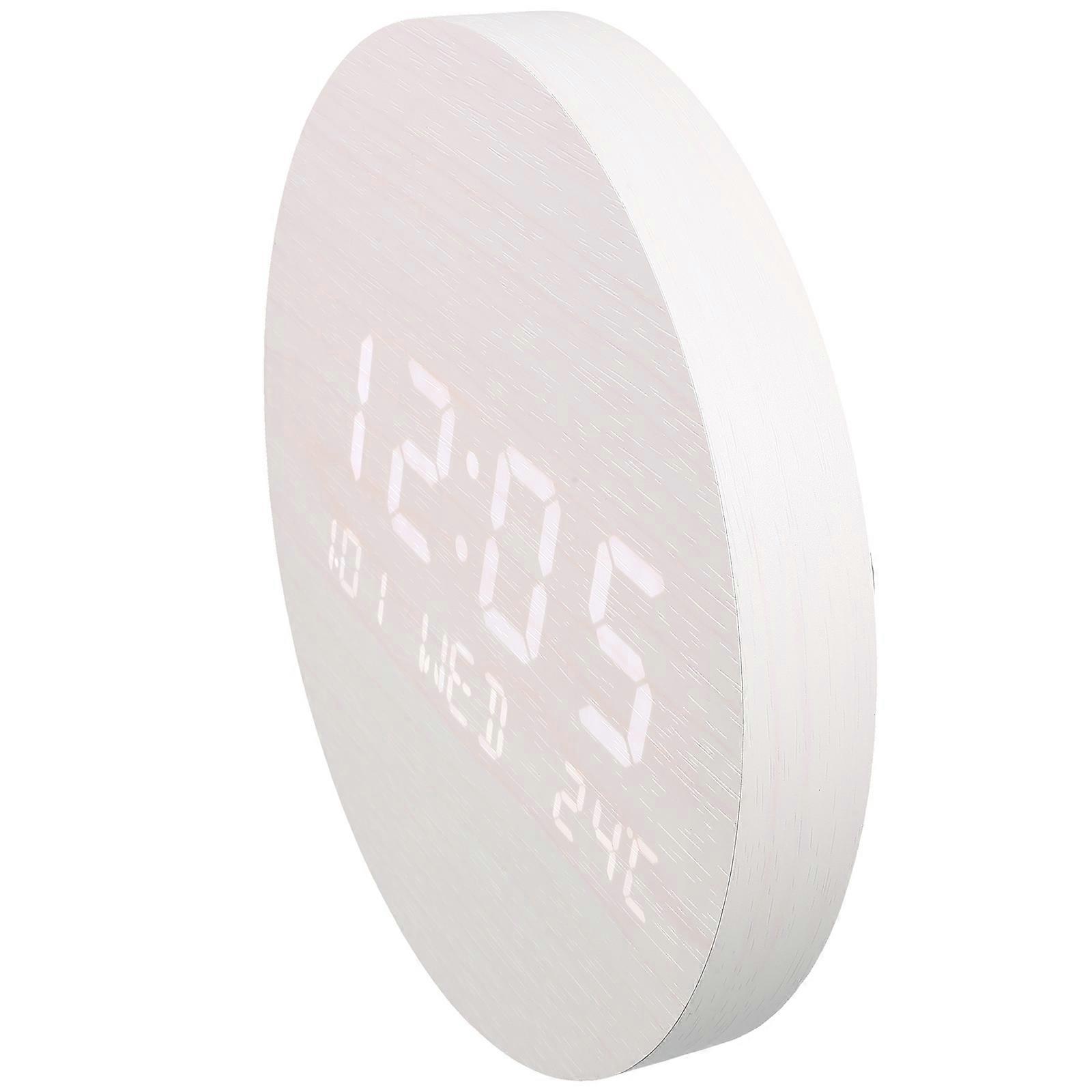 Wood Alarm Clock 1Set Digital Clock For Indoor Use With Clear Mirror And Rechargeable Led Technology In Beige Finish