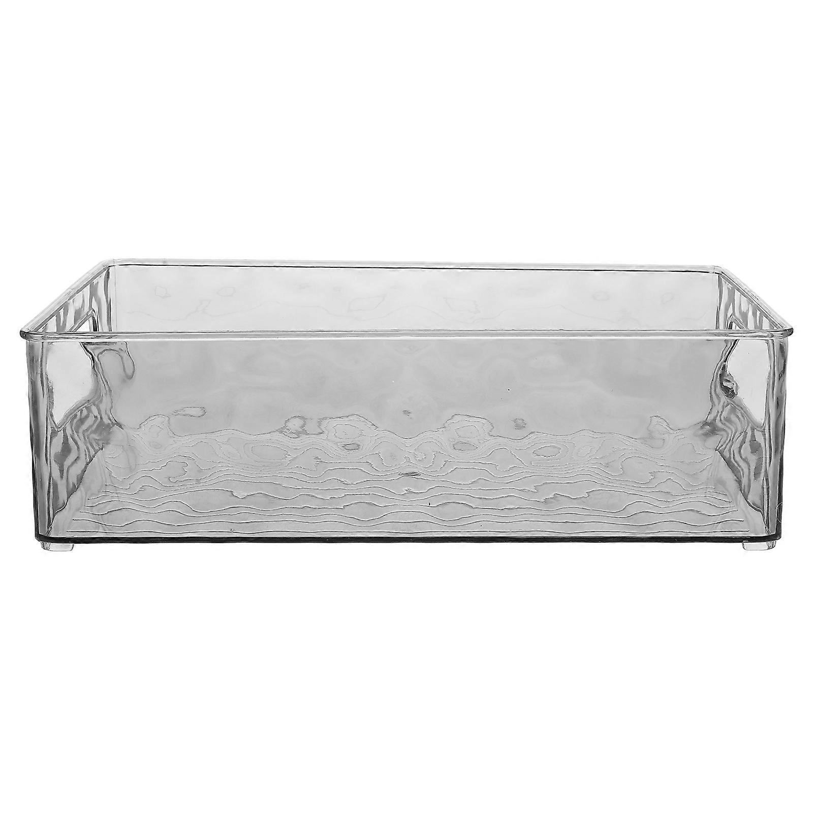 Space Saving Clear Plastic Freezer Bin with Chic Pattern, Durable Rectangular Storage Box for Kitchen Pantry and Bottles Organization