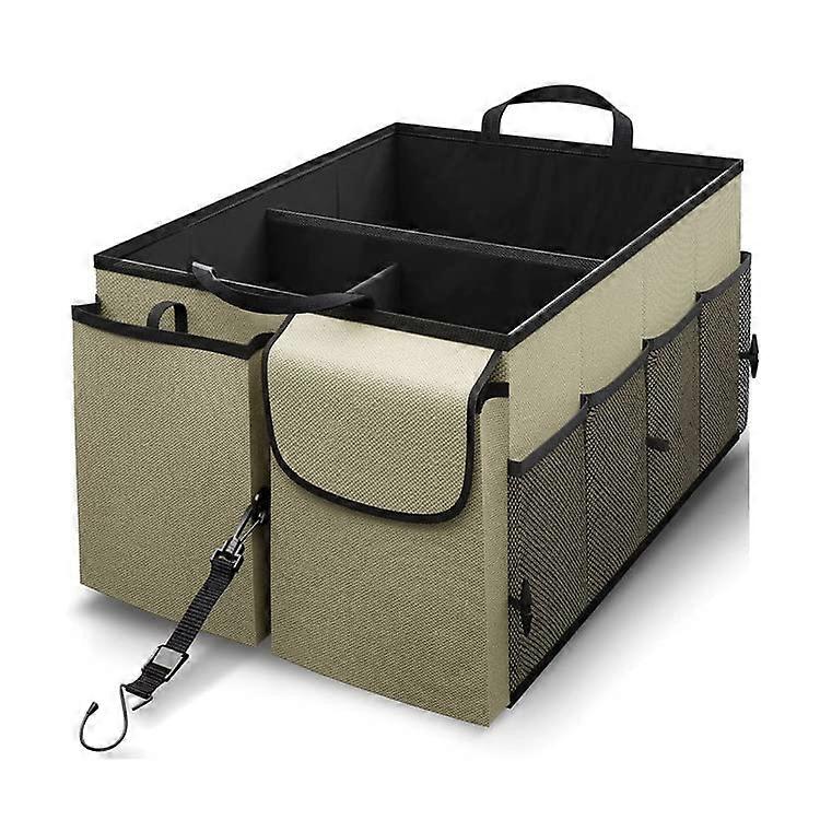 Car Boot Organiser Foldable Boot Bag With Compartments For Hummer H2 H3 Beige