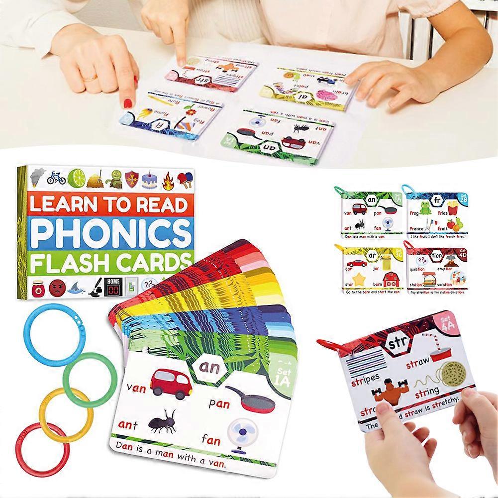 Phonics Flash Cards English Educational Flashcards for Ages 4-8 Learn to Read in 20 Levels CVC Blends Long Vowel Sounds