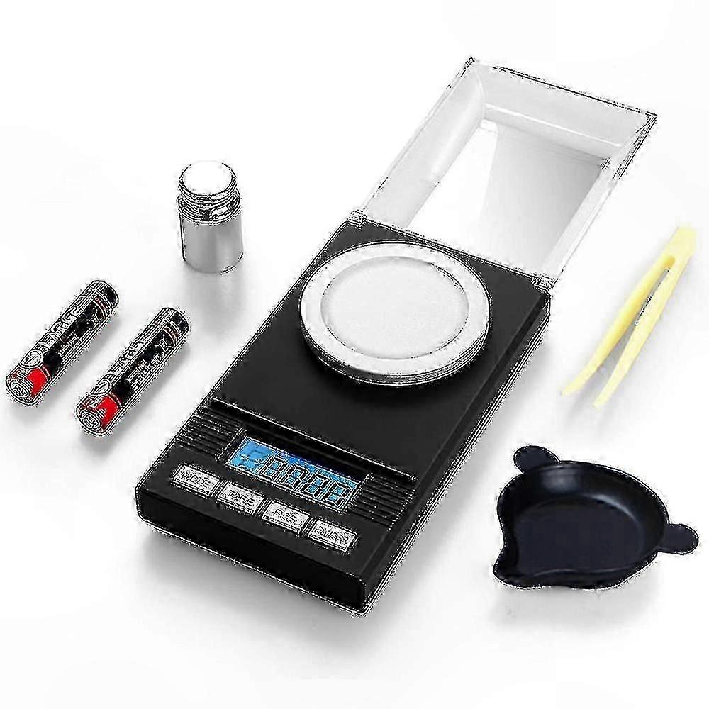 Precision Digital Scale 0.001g to 50g, Compact Electronic Gram Scale for Jewelry, Coins, and Kitchen Use with Calibration Weight