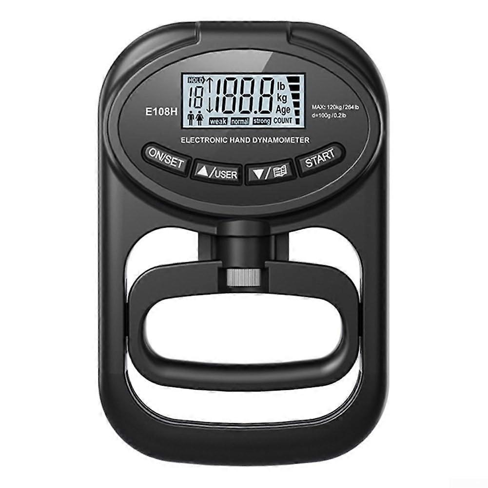 Easytouse dynamometer, USB rechargeable, features a large LCD screen for accurate readings, for all users. Schwarz