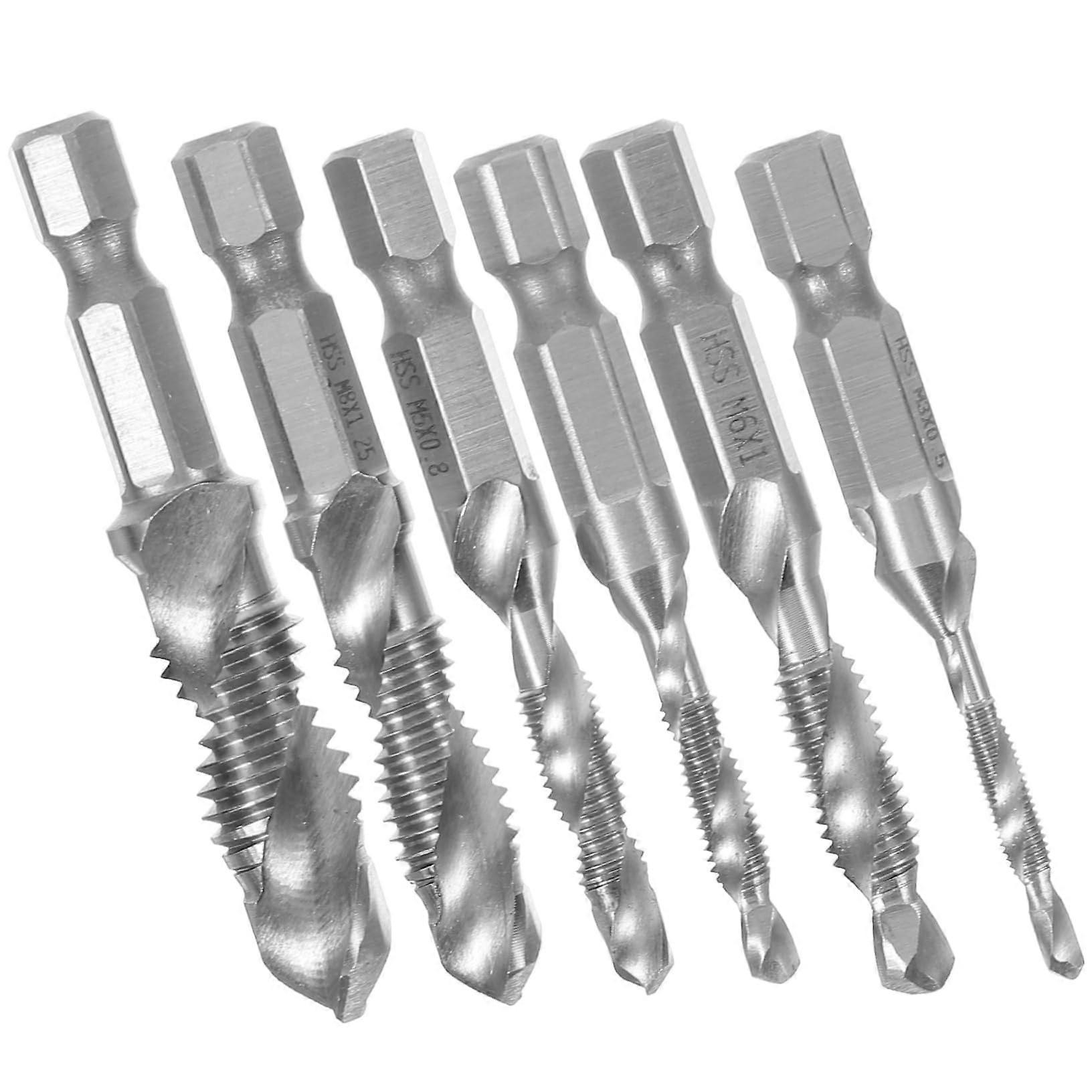 6-in-1 Steel Combination Drill Bit Set with Serrated Drills for Drilling, Tapping, and Chamfering