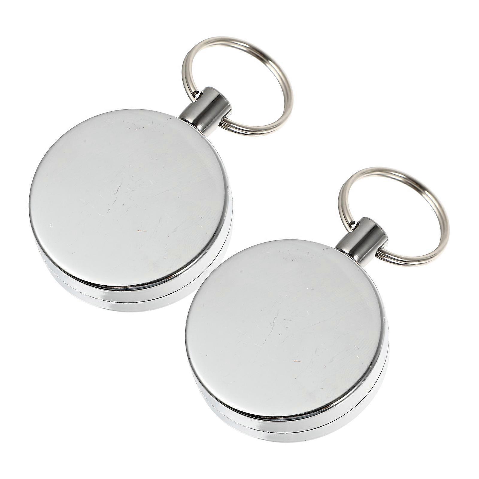 Retractable Badge Holder 2 Pcs Key Organizer for Students Professional Users Silver Color and Badge Display Function