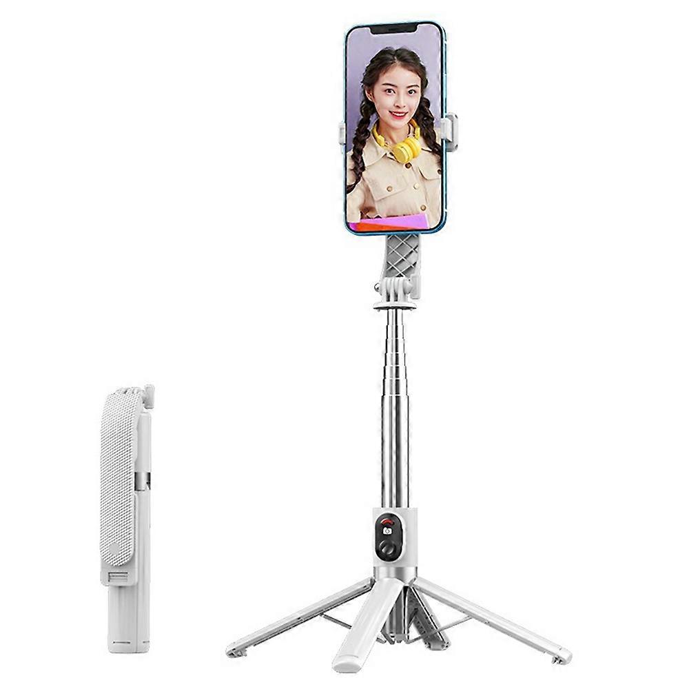 P06max 140cm Extendable Selfie Stick Smartphones Bluetooth-Compatible Remote Control Stand - White