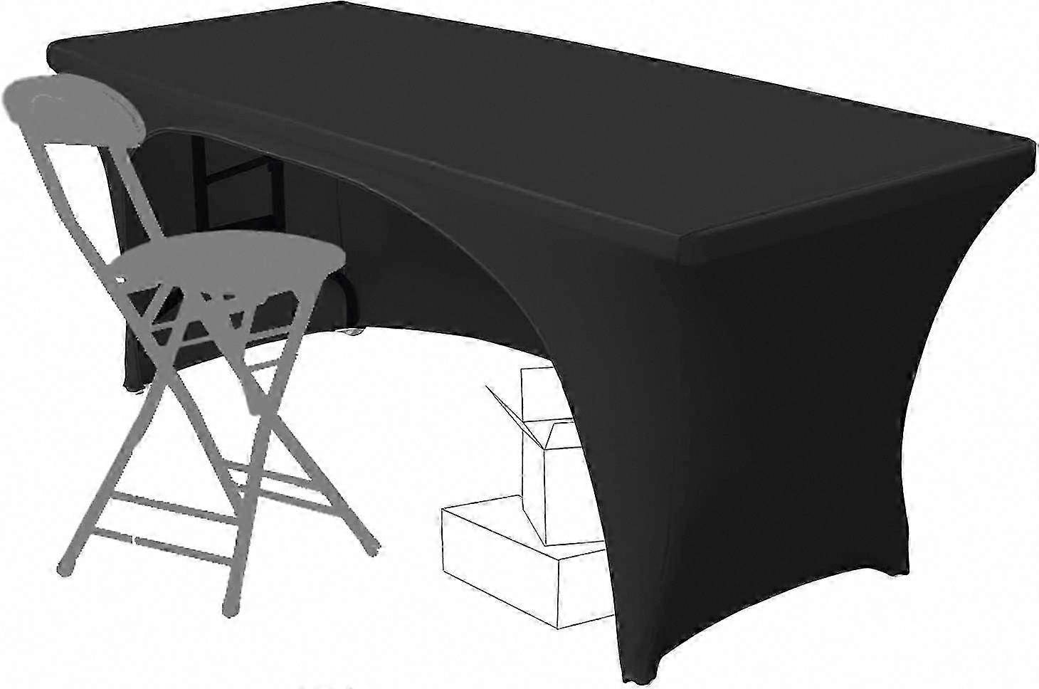 Stretchable 6ft Tablecloths for Rectangle Tables with Open Back, Fitted Spandex Patio Table Covers