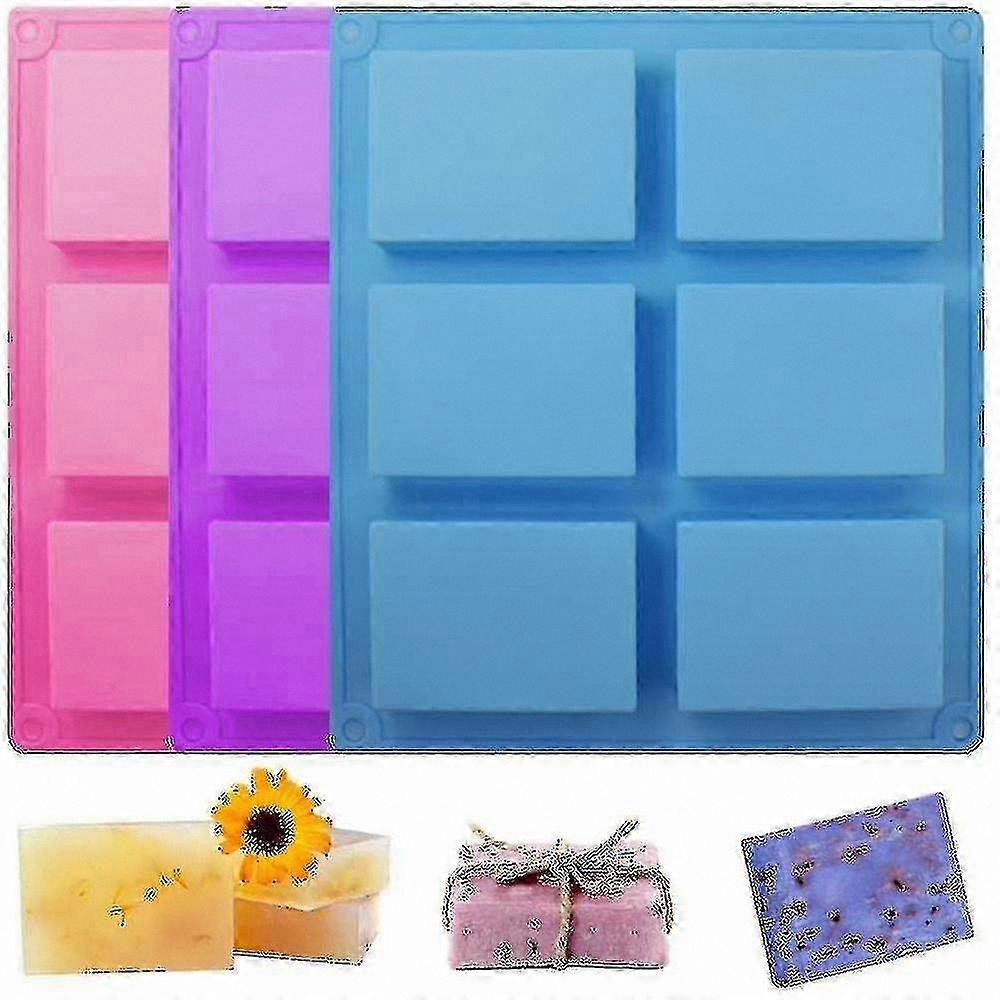 6-Cavity Rectangular Silicone Soap Mold Set (3 Pieces)
