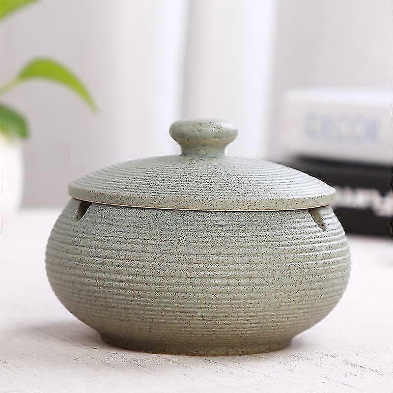 Ceramic Ashtray With Windproof Lid For Indoor Outdoor