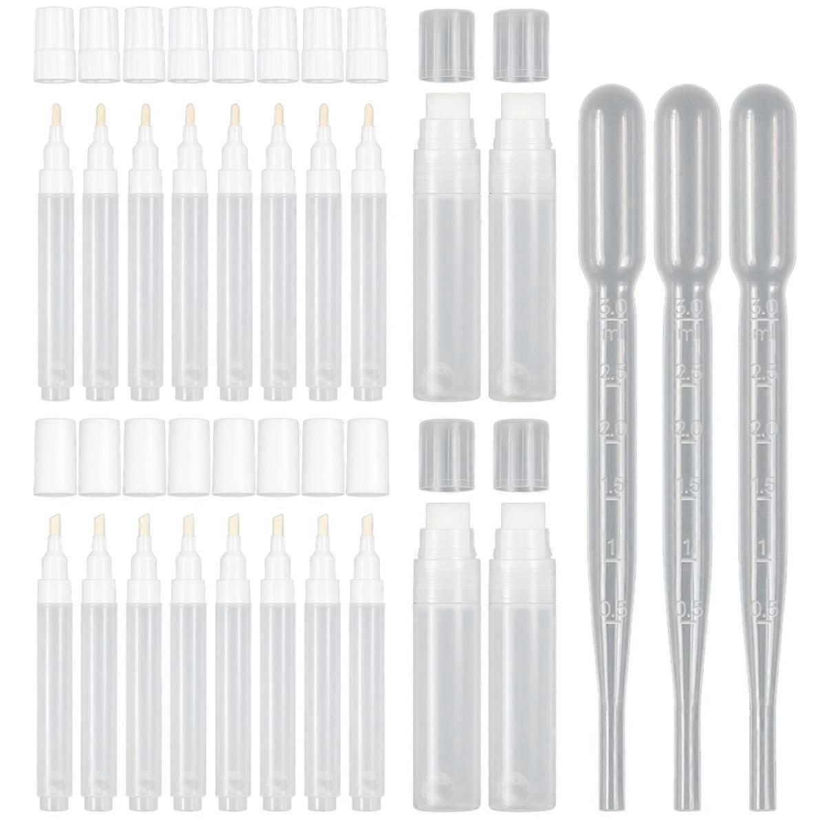 20 Pcs Refillable Acrylic Paint Markers, Empty Fillable Pen