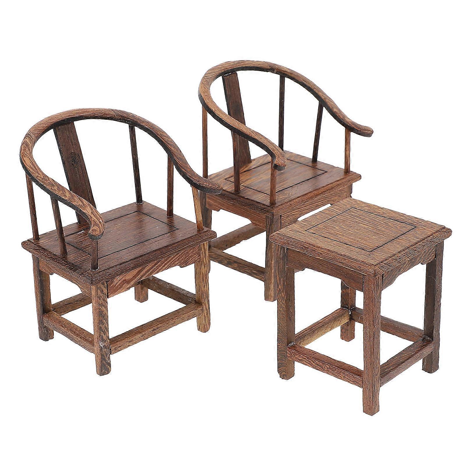 Mini Wood Chair Miniature Display Mini House Photography Assorted Color for Photo Prop 1 Set