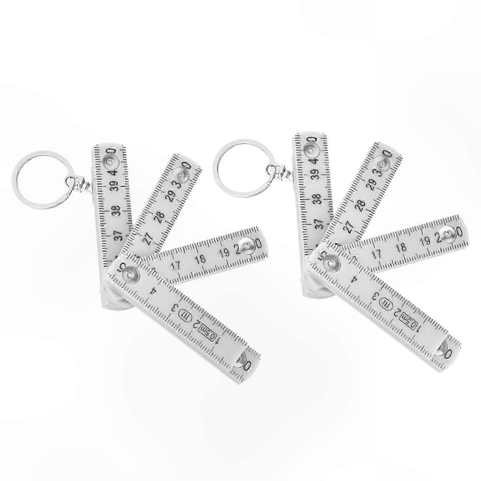 2-Pack Foldable Measuring Ruler, 0.5m Portable ABS Folding Rule with Key Ring for Carpentry and Tiling