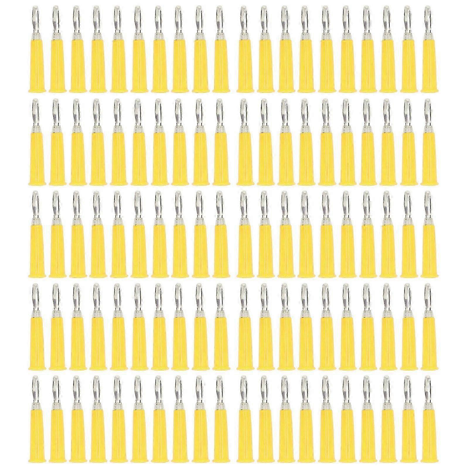 100 قطع القرن الموز التوصيل النحاس سبائك الزنك ABS ملحومة الموز المقابس موصل لبطاريات الشاحنات 4mmYellow