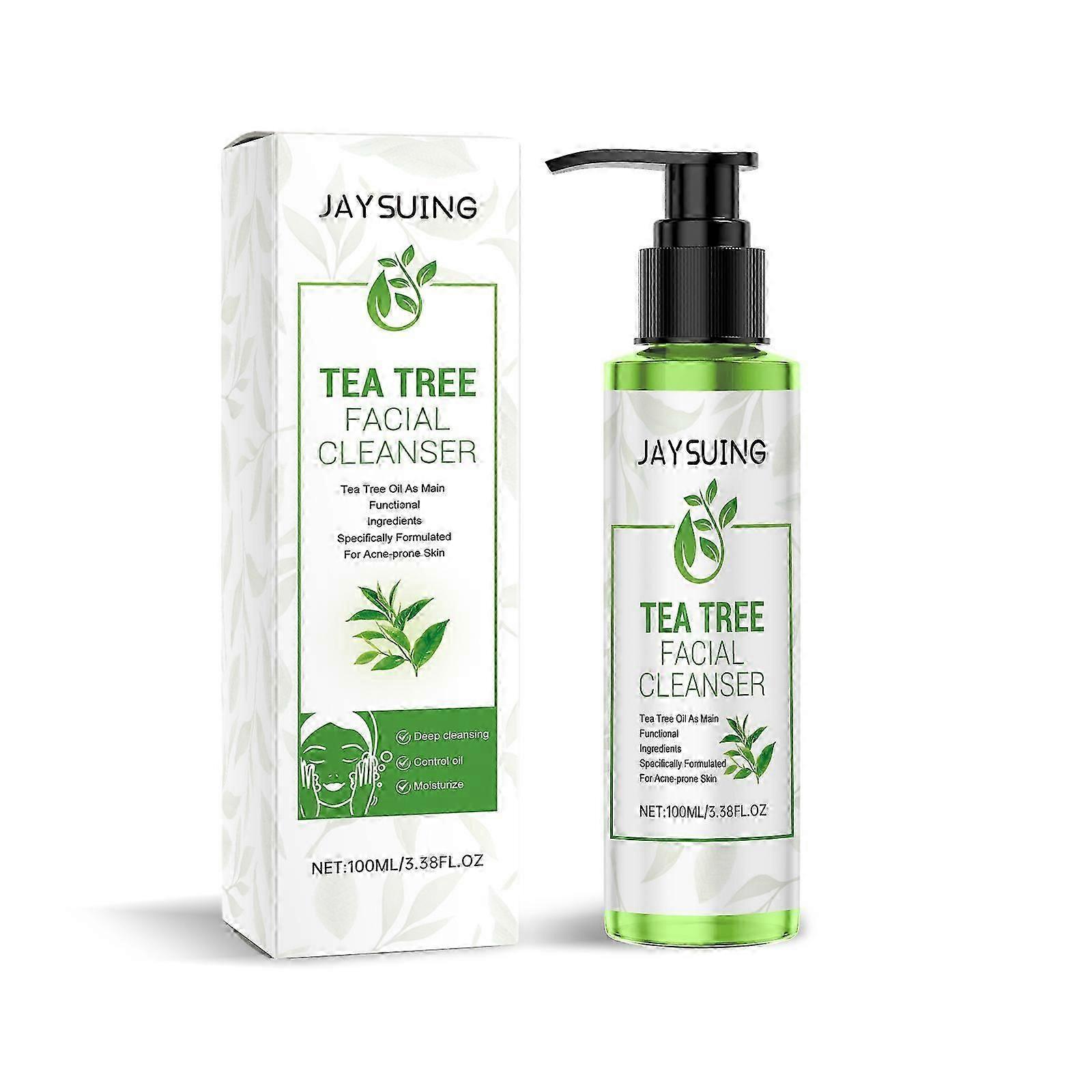 Jaysuing Tea Tree Cleansing Gel Tea Tree Oil Refreshing Oil Control Cleansing Milk Purifying and Moisturizing Cleansing Milk
