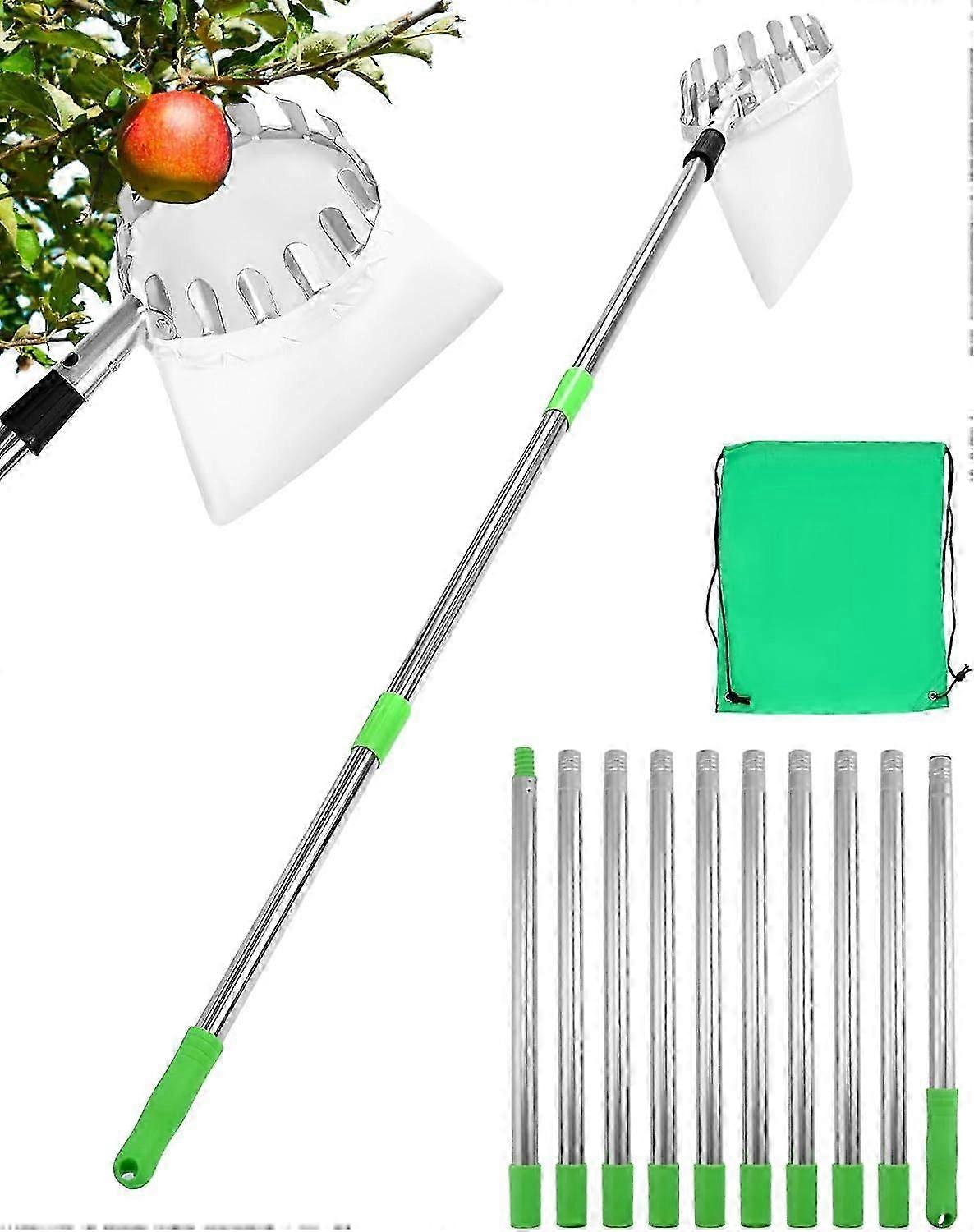 4M Fruit Picker with Telescopic Handle, Stainless Steel, Fruit Picking Tool