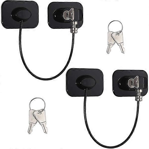 Black cabinet and set for child safety with keys and strong glue