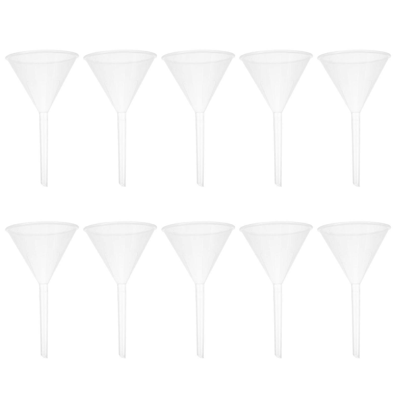 10pcs Transparent Funnel Triangle Funnel 90mm Plastic Funnel For School Experiments