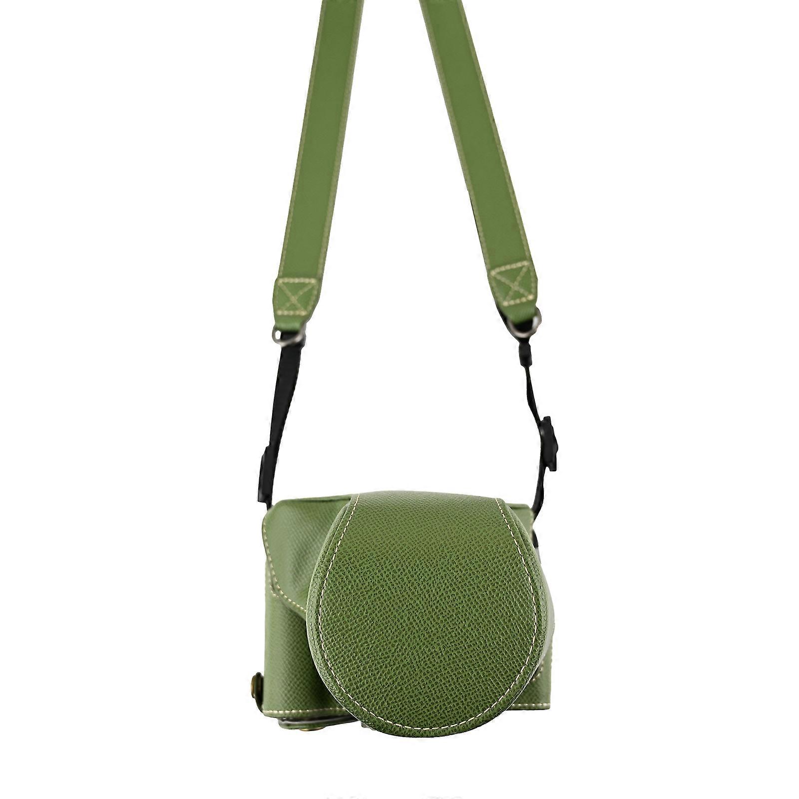 TKdaddy For Canon EOS R50 V Textured PU Leather Camera Case with Battery Hole + Strap Green