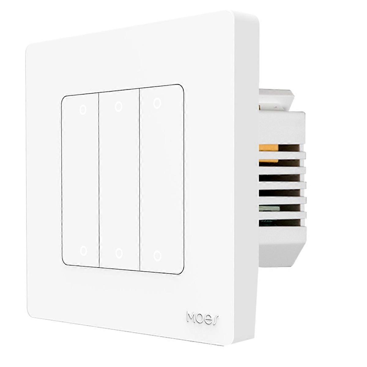 ZigBee Star Ring Smart Light Push Switch 6 Gang Wall Switch Neutral Wire Required for Home White