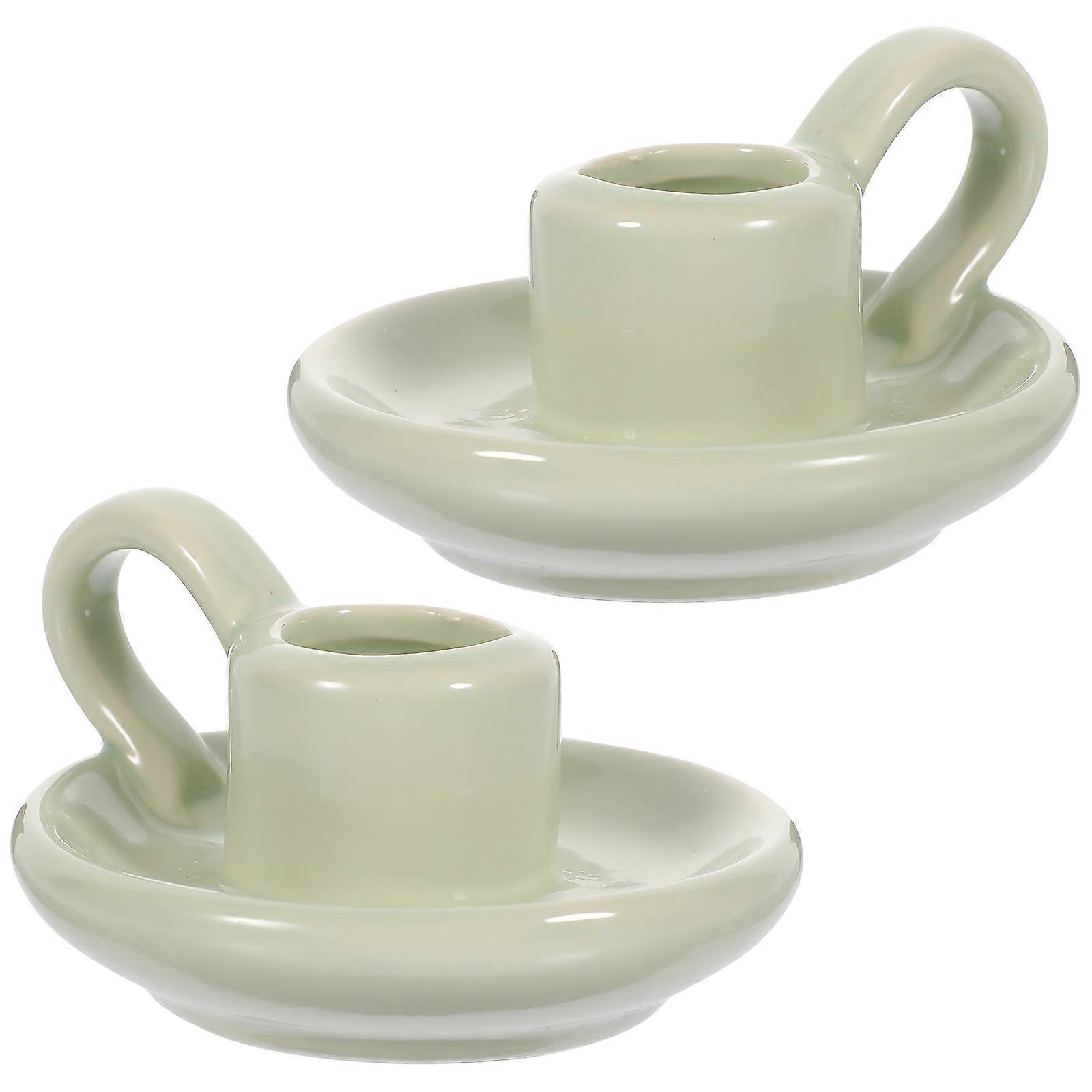 Ceramic Candle Holder for Decoration 2Pcs Dining Table Candlestick Holder