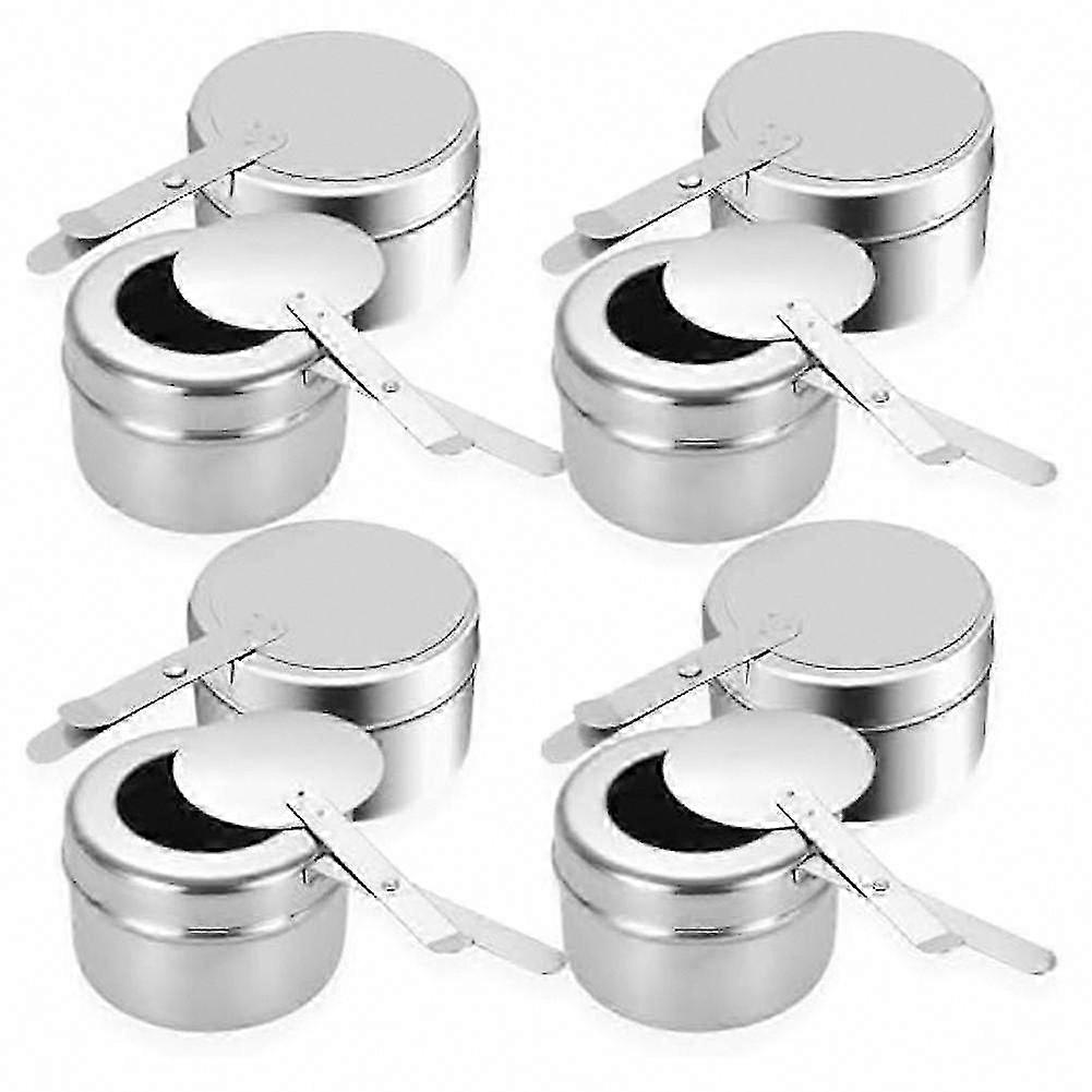 8pcs support de combustible de chafing en acier inoxydable avec couvercle, boîte chauffante pour le combustible de mèche de réchaud de plat de réchaud