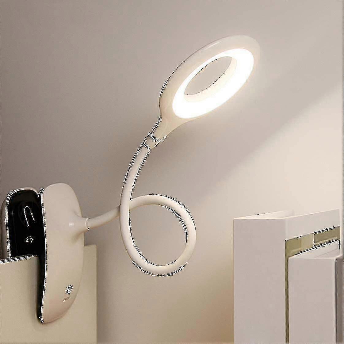 Led Clipon Reading Lamp Dimmable Eye Protection Table Lamp(White)
