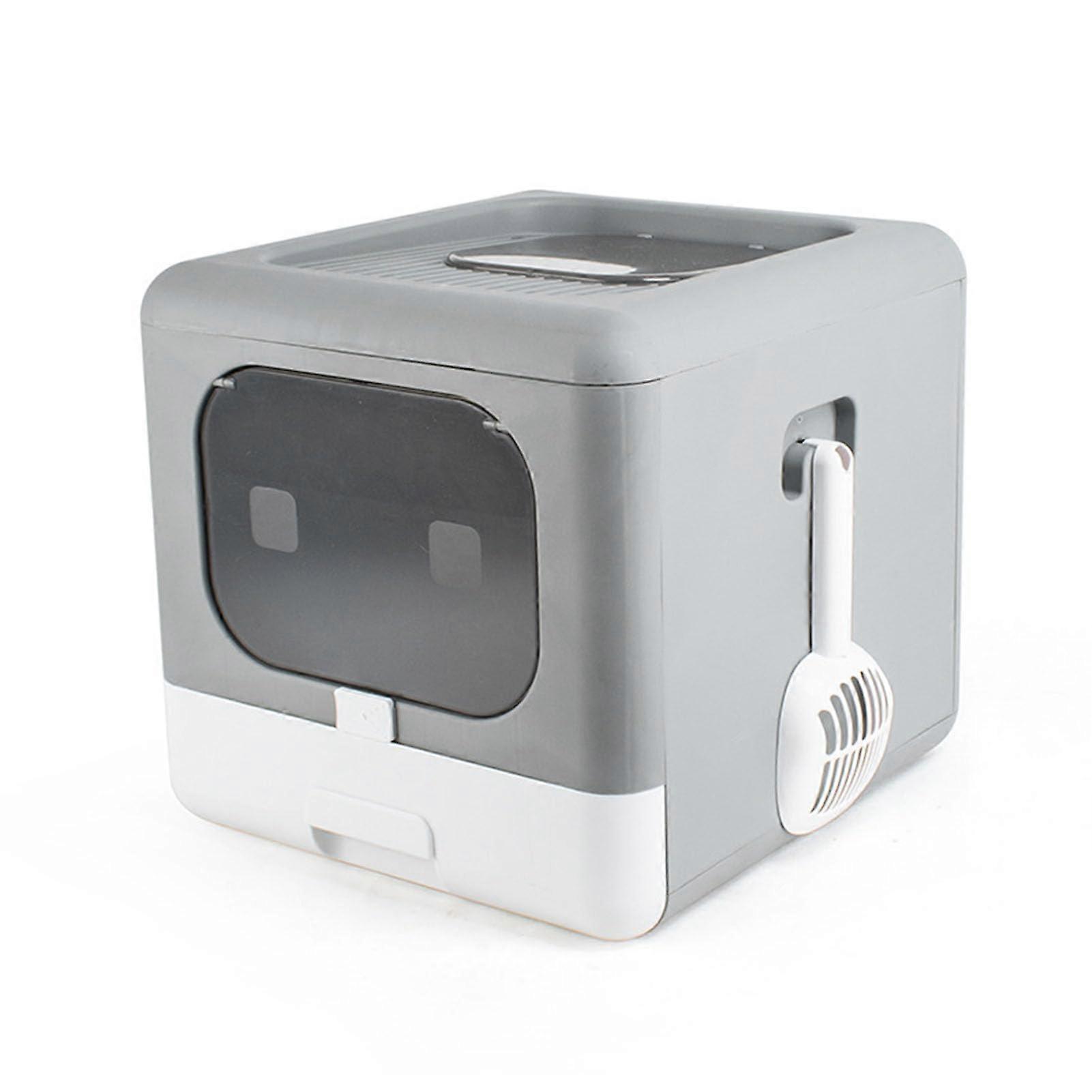 Cat Litter Box Large Enclosed Plastic Folding, Spill Proof, Odor Control, Easy Cleaning For Indoor Cats