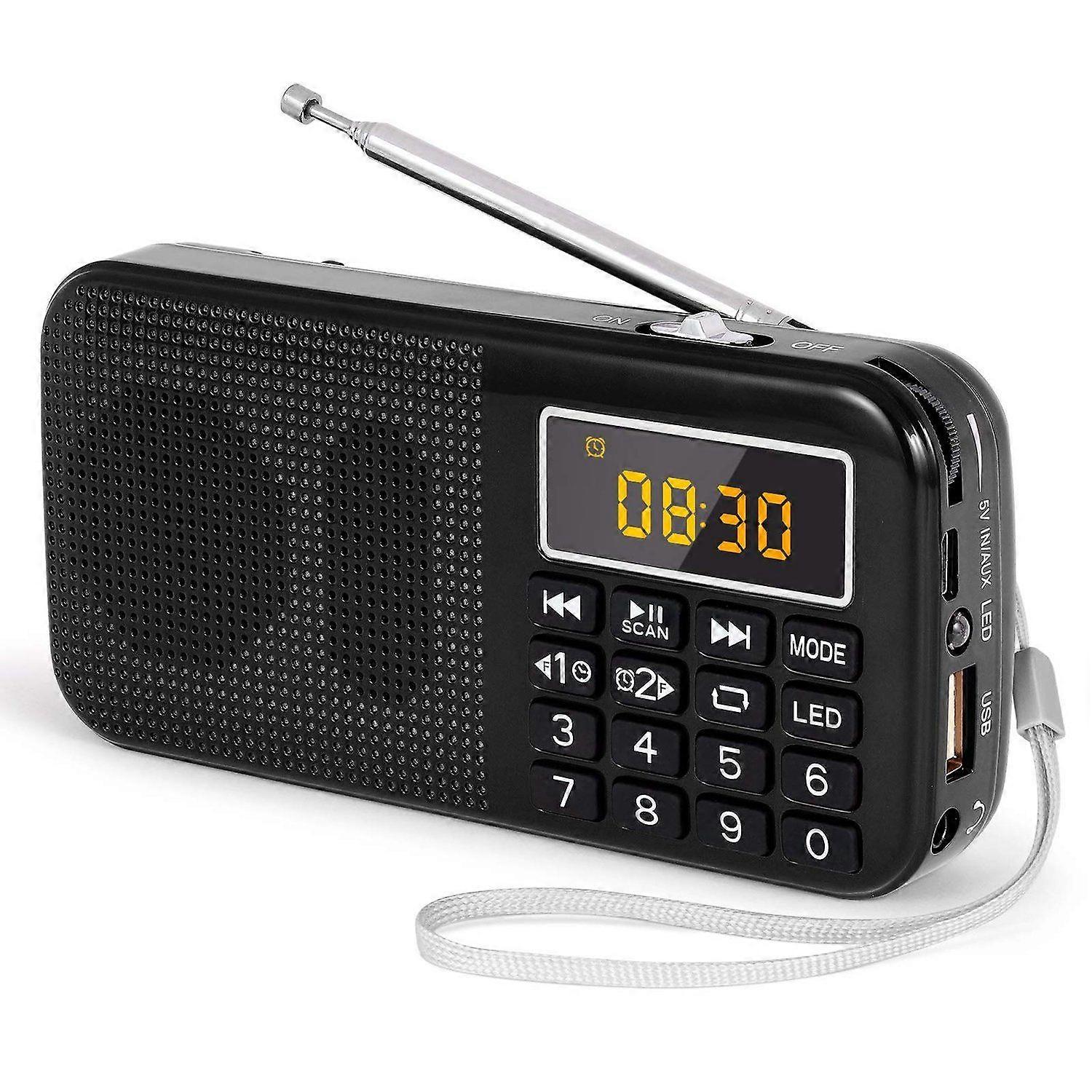 Rechargeable Radio Portable, FM Radio, Small Radio with 3000mAh Rechargeable Battery, Battery Operated Radio Digital support SD USB MP3 AUX Player and