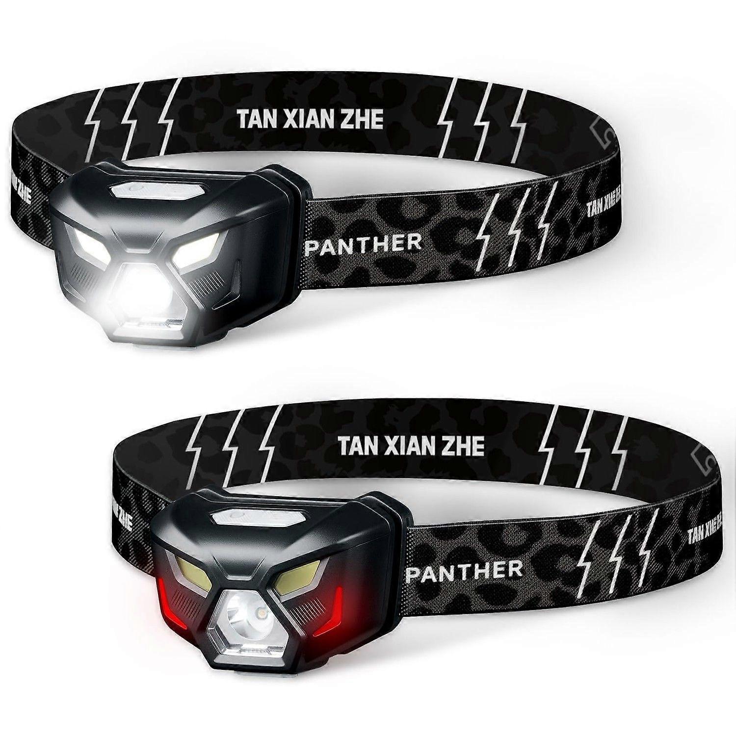 2 Pack Headlamp Flashlight High Lumen LED Rechargeable Headlights with White Red Light,Waterproof Motion Sensor Ultra Bright Head Lamp,4 Mode for Camp