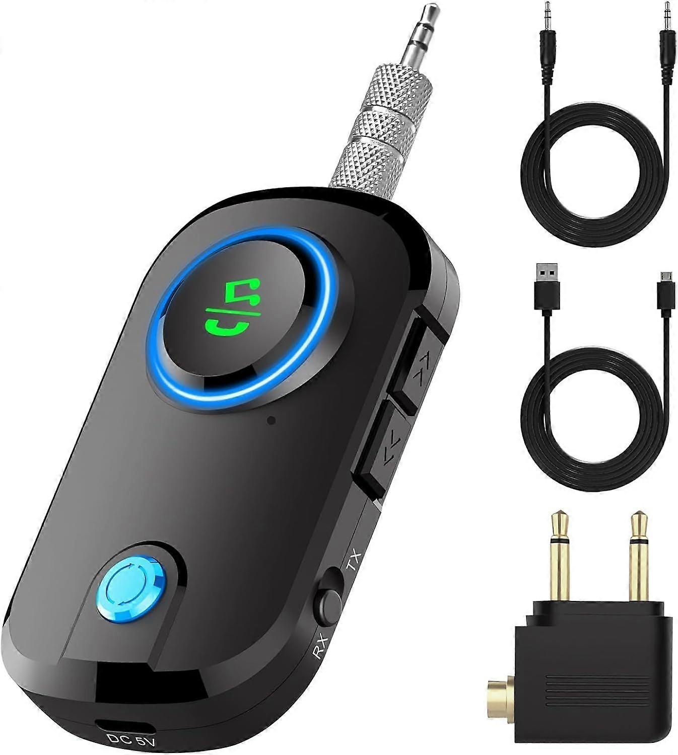 Bluetooth Transmitter Receiver Bluetooth Aux Adapter 3.5mm AUX Jack Wireless Audio Transmitterfor (Black)