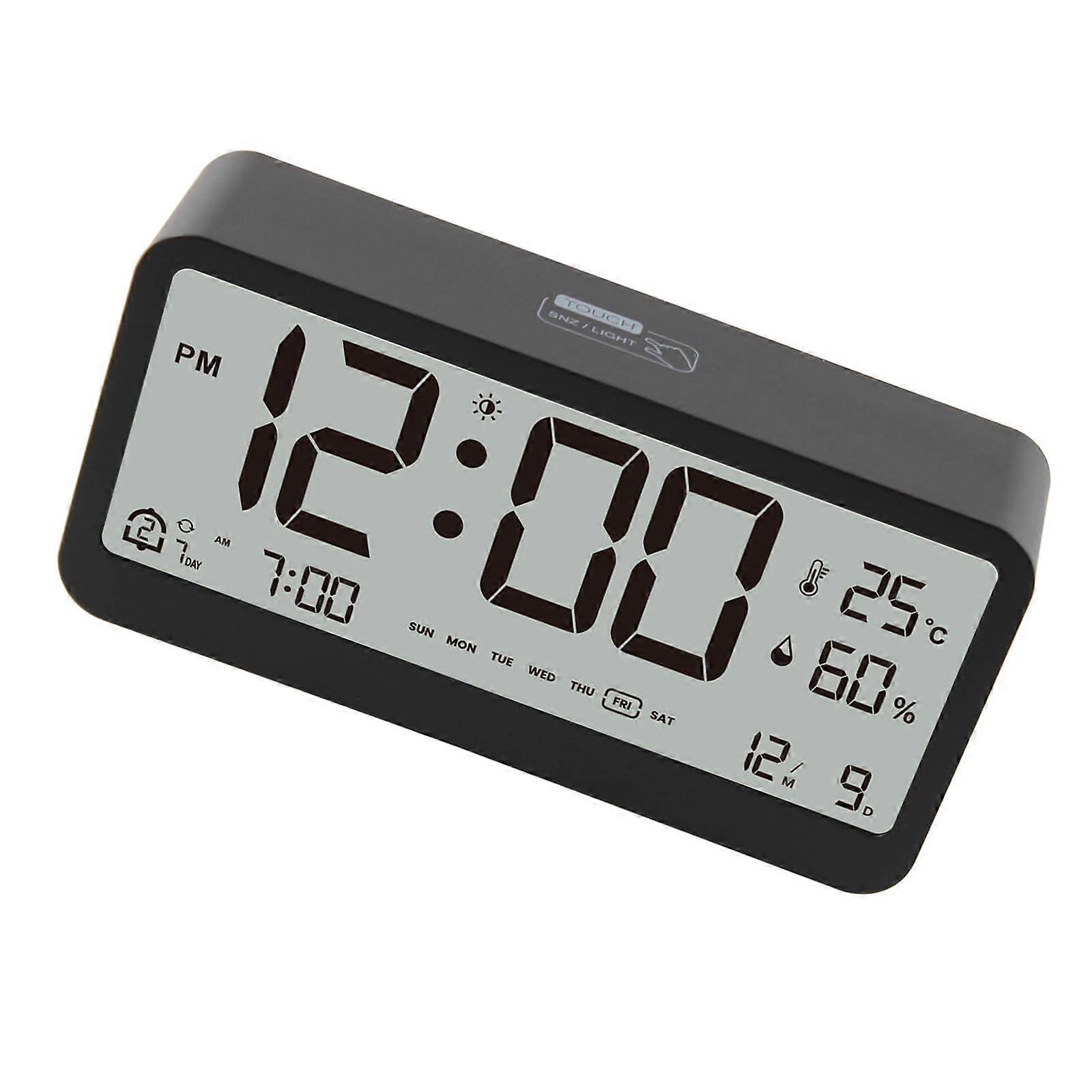 Electronic Digital Clock With Auto Night Illumination And Temperature Humidity Display Bedside Clock For Bedroom