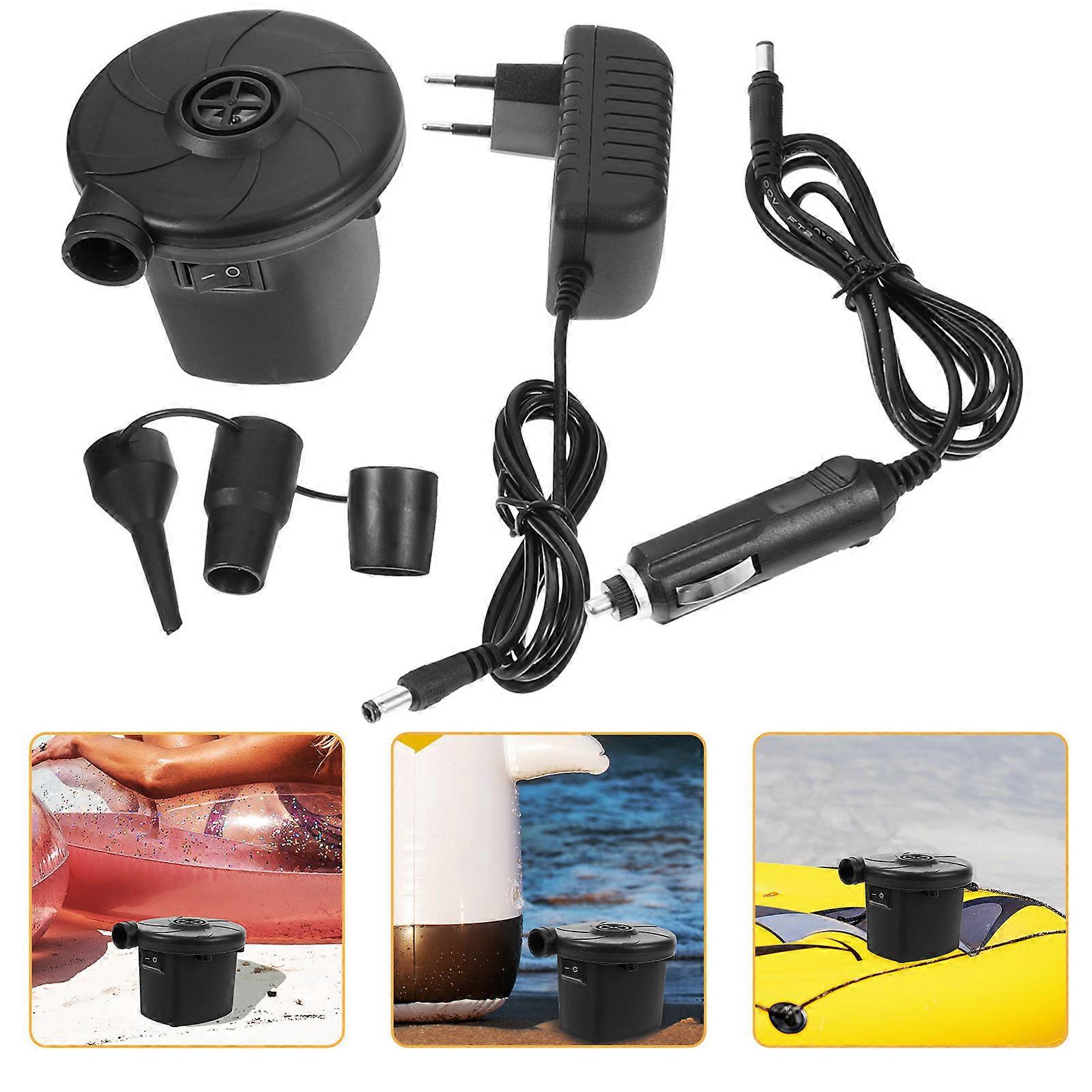 Black Electric Air Pump for Inflatables with High Speed Quick Inflate Deflate ABS Material for Home Use 3 Nozzles Portable