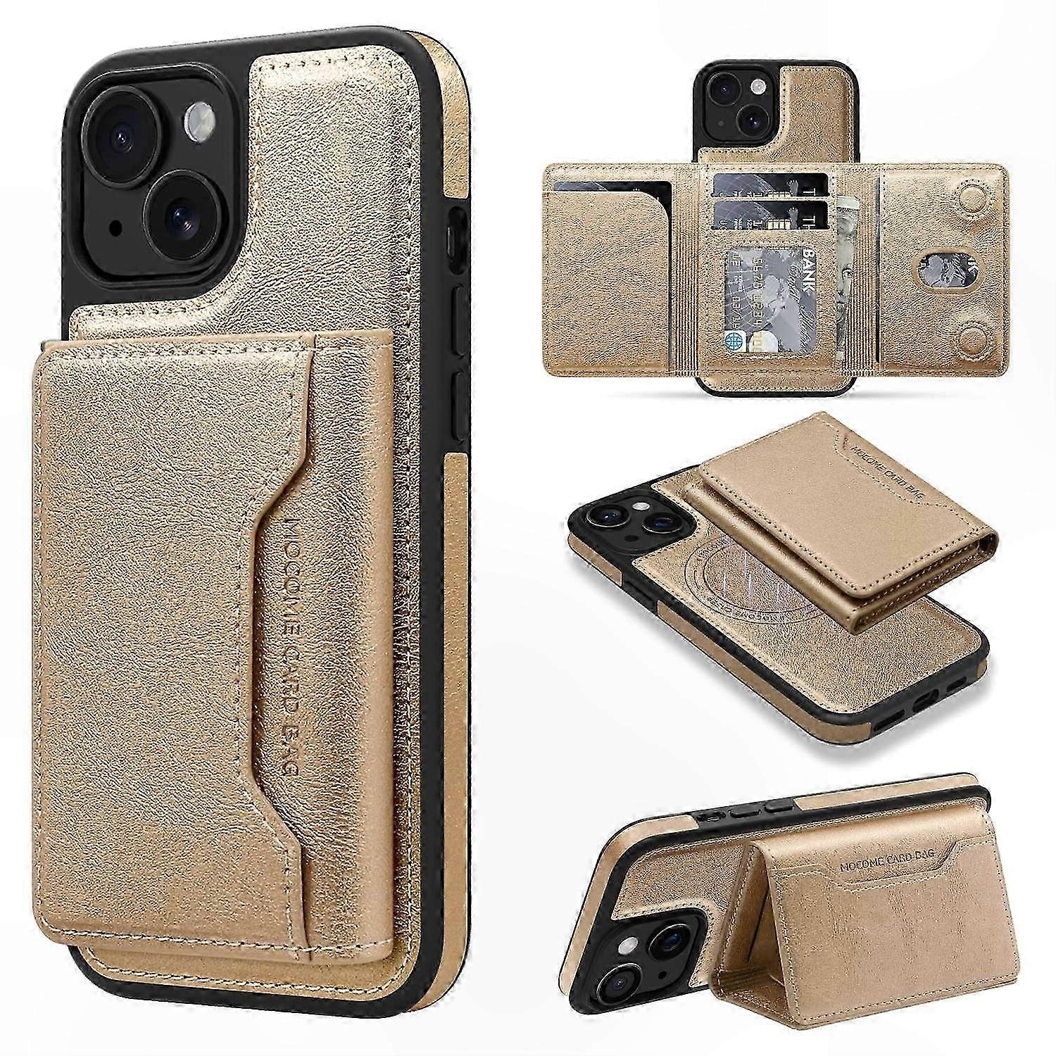Magnetic Leather Phone Case with Detachable Card Holder for 15 Series Models