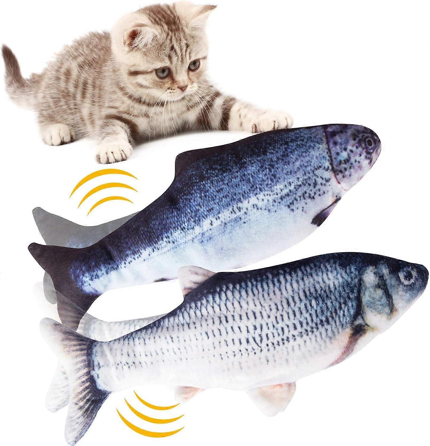 2pcs Cat Toy, Realistic Simulation Electronic Fish Toy, Moving Fish Cat Toy USB Charging Kitten Toy