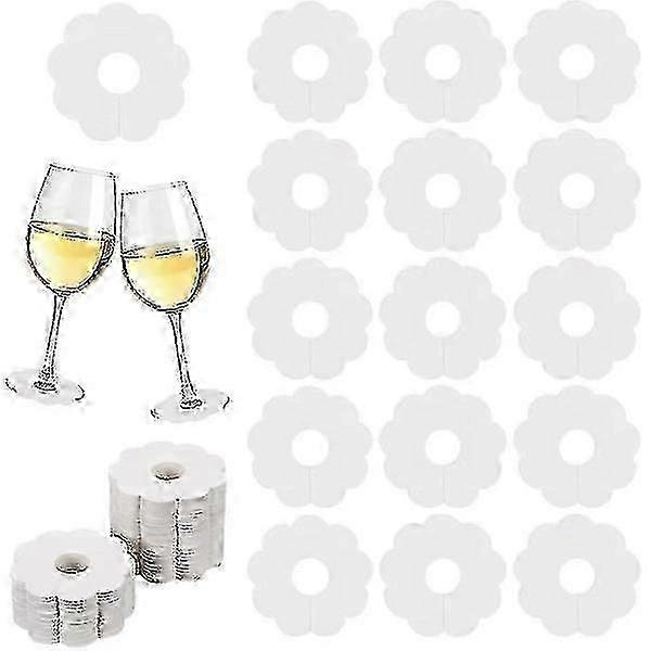 150 pcs Paper Wine Glass Markers 7 cm Blank Flower Glass Name Tags