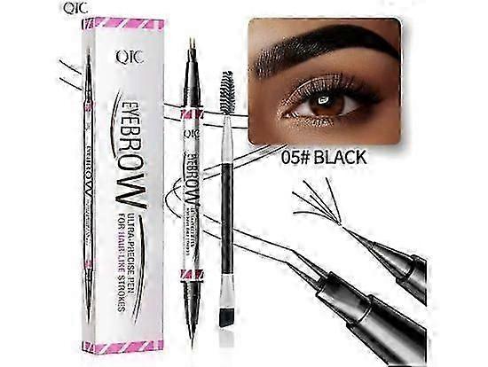 Eyebrow Pencil, Eyebrow Pen, Brow Pencil 2-in-1 Dual-Ended Microblading Eyebrow Pencil with Micro-Fork-Tip & Precise Brush-Tip Crease Natural Hair-Lik