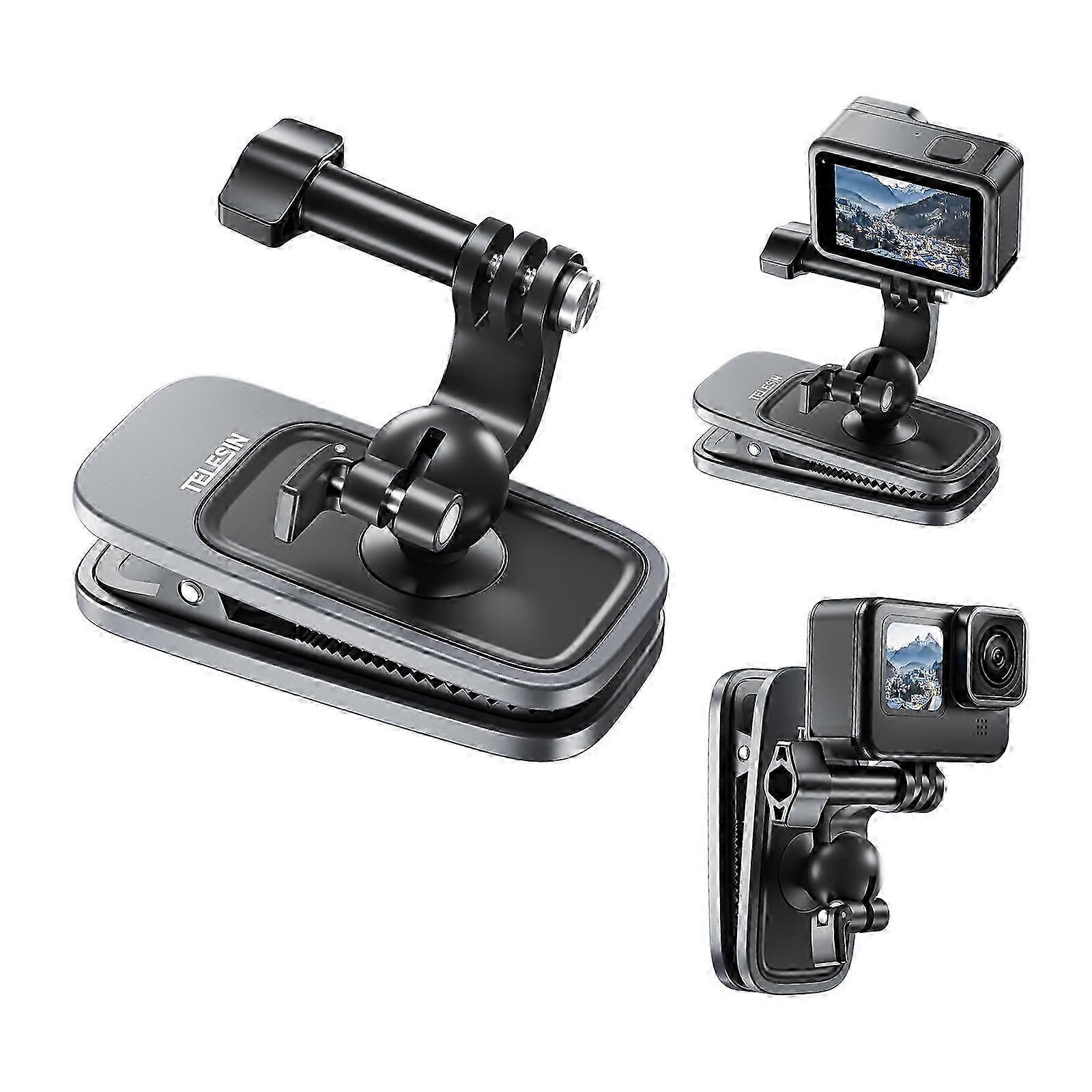 2025 TELESIN 360 Degree Rotation Backpack Clip Clamp Mount For Action Camera
