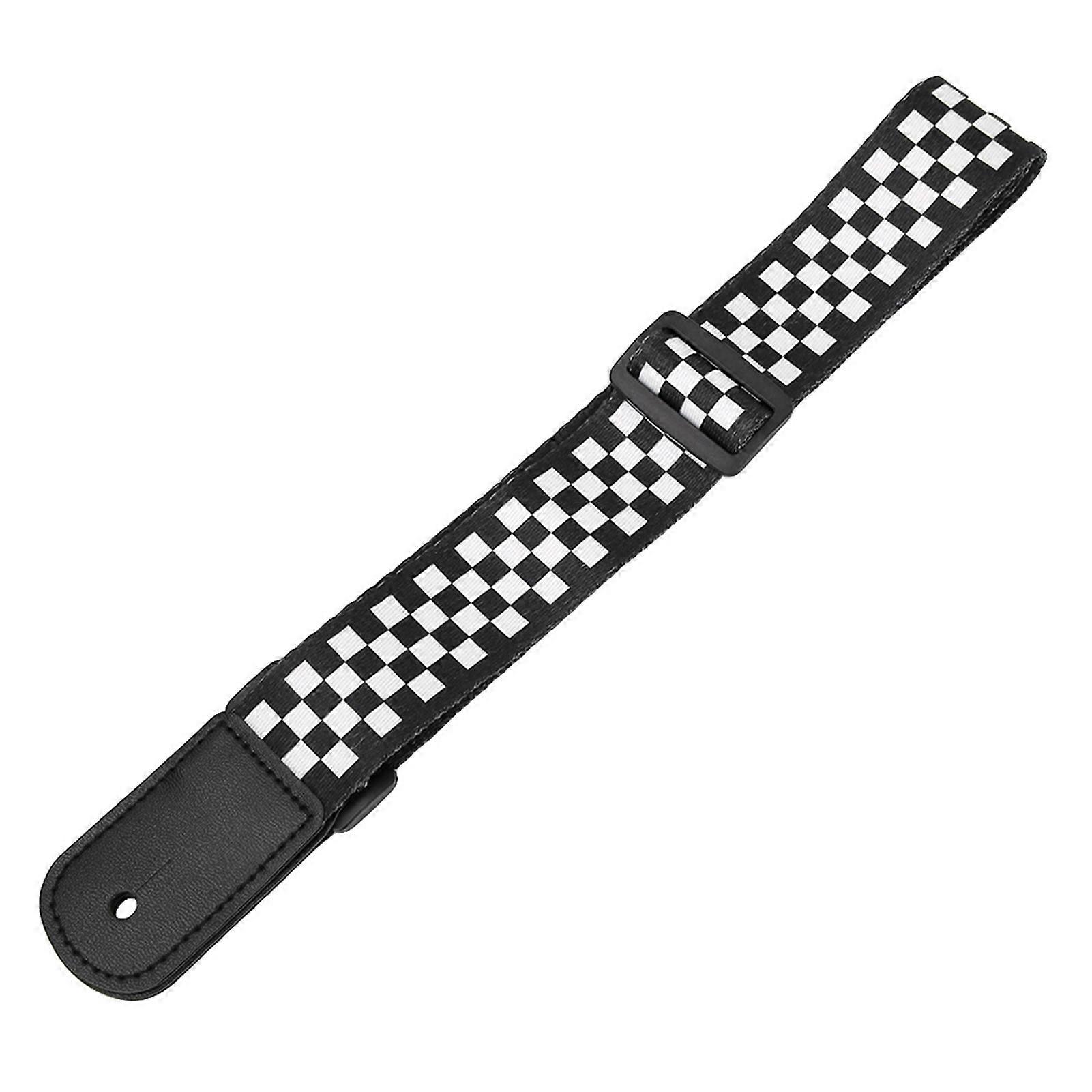 Adjustable Black White Squares Ukulele Strap 105cm 4-String Guitar