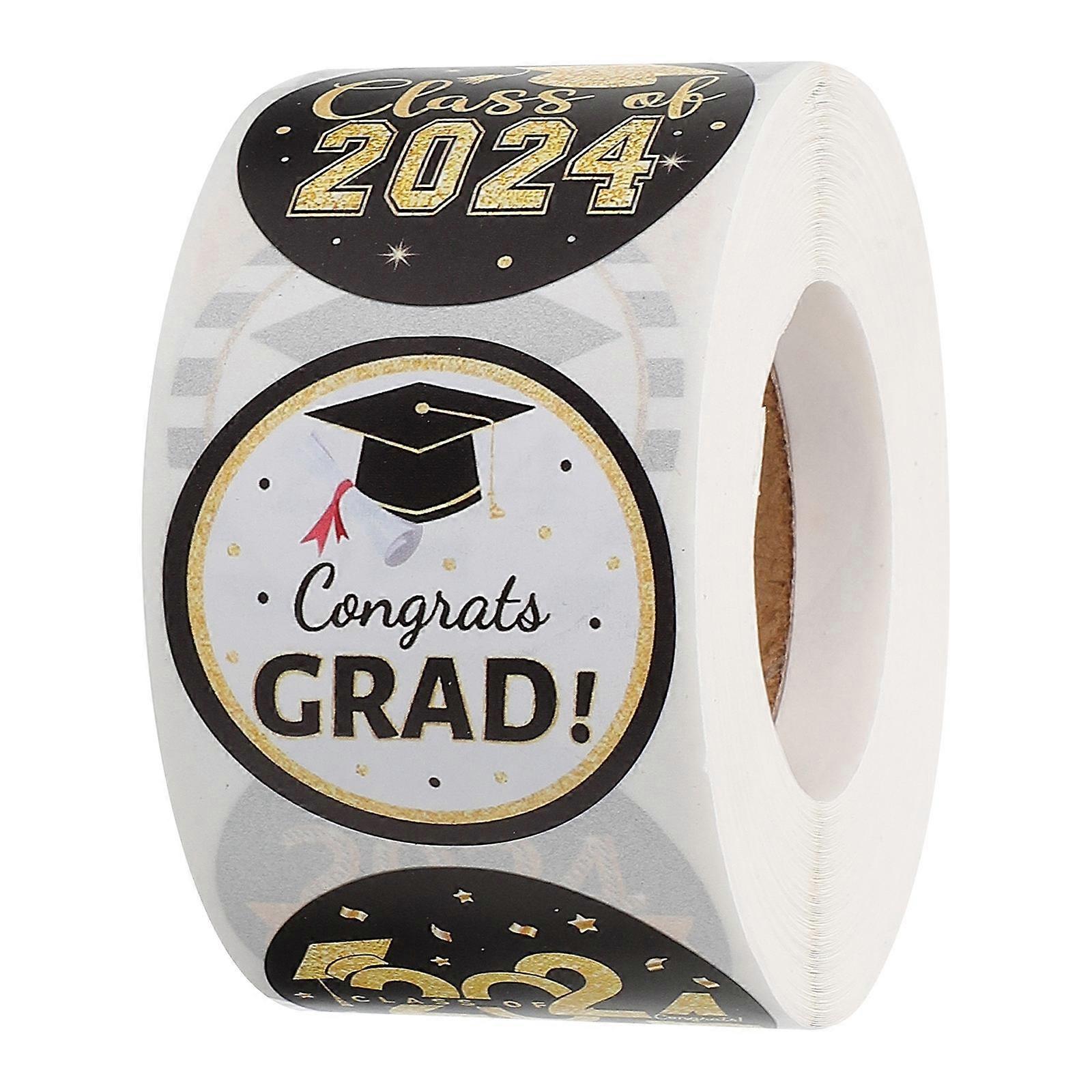 Graduation Stickers Round Self Adhesive Stickers for Gift 1 Roll