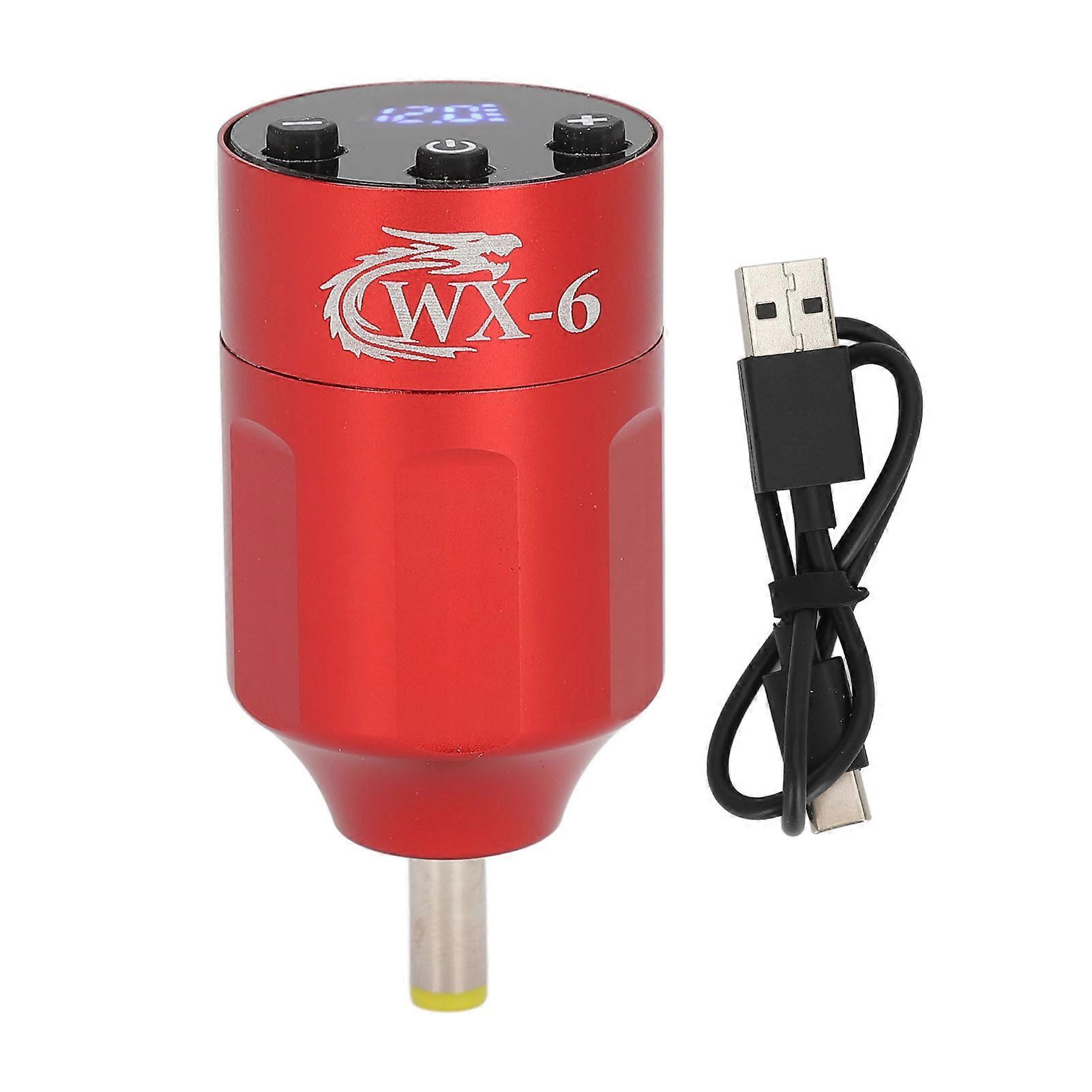 Alimentation sans fil pour machine à tatouer, interface CC, capacité 1300 mAh, écran LED, batterie rouge