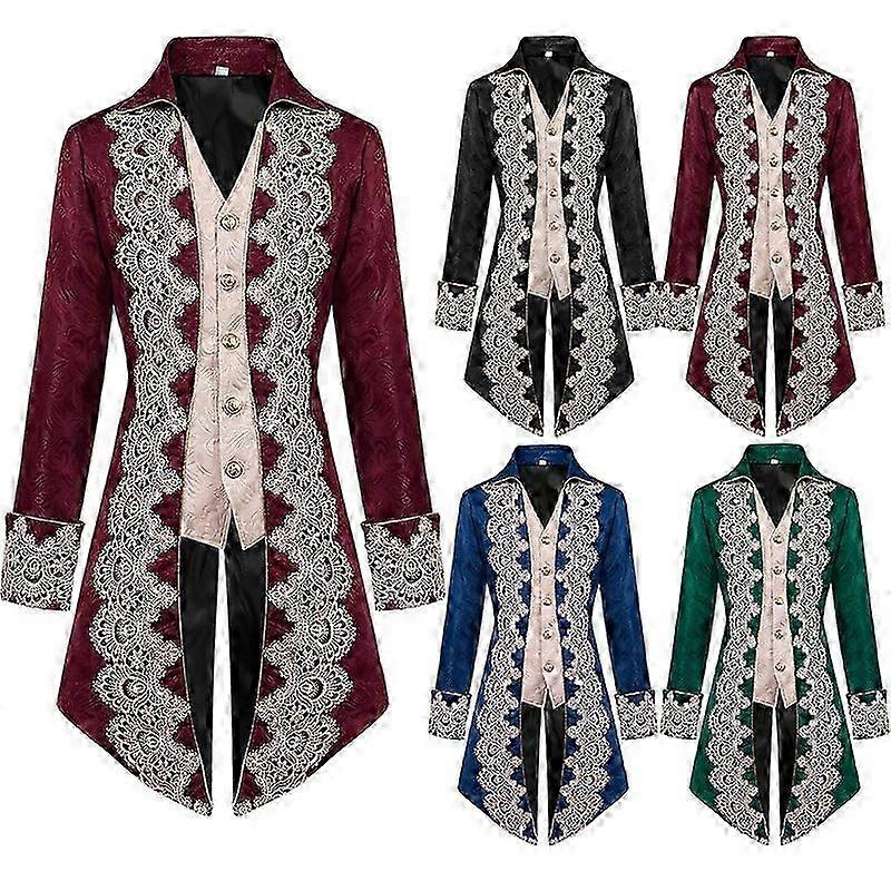 Medieval Victorian Costumes for Men Steampunk Jacket Vintage Tuxedo Halloween Renaissance Party Cosplay Costumes