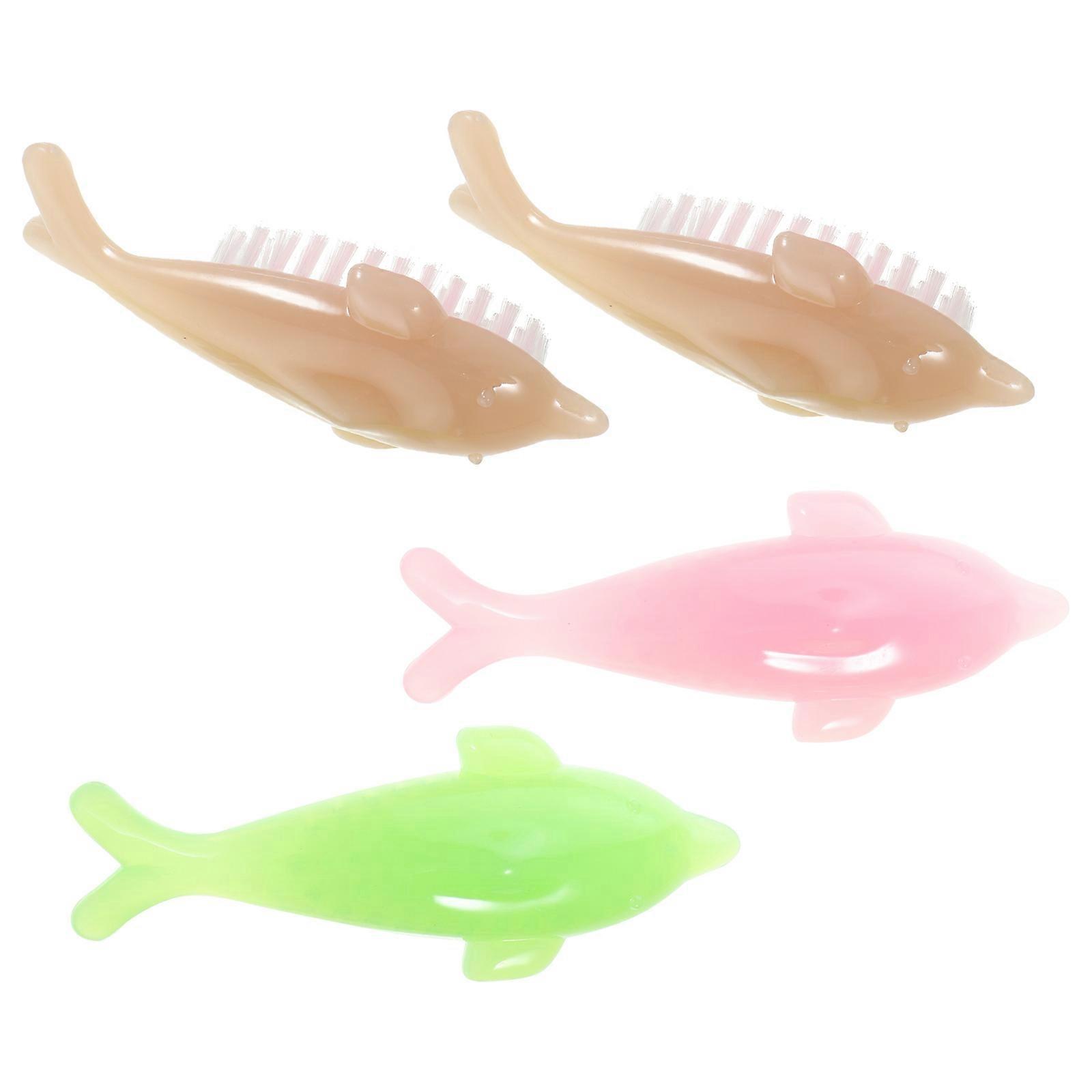 Dolphin Shaped Nail Brushes for Nail Surface Cleaning Manicure Tools 4Pcs