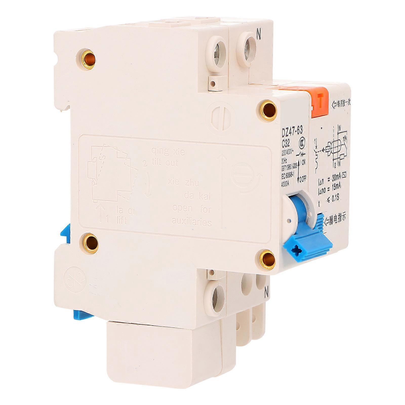 Household Circuit Protector Single Pole Leakage Breaker for Rural Network Transformation Beige Abs Copper Electric Leakage Protection 1Pack