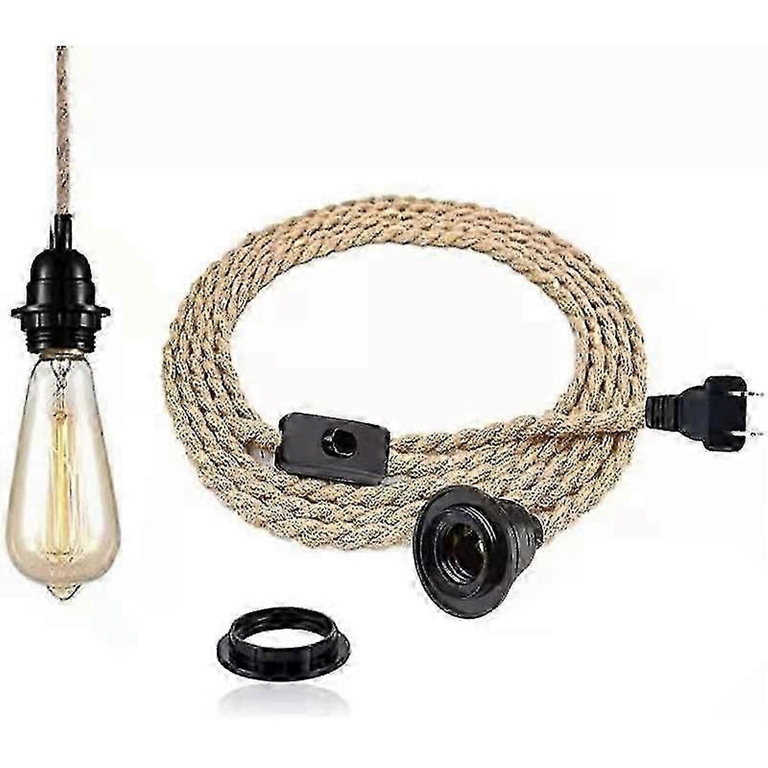 4.5 meters hemp rope chandelier with switch socket single head chandelier cable rope E27 socket - bulb not included