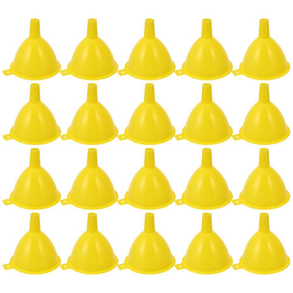 25Set Plastic Spice Powder Funnel For Travel Prep With Cone Shape And Yellow Color